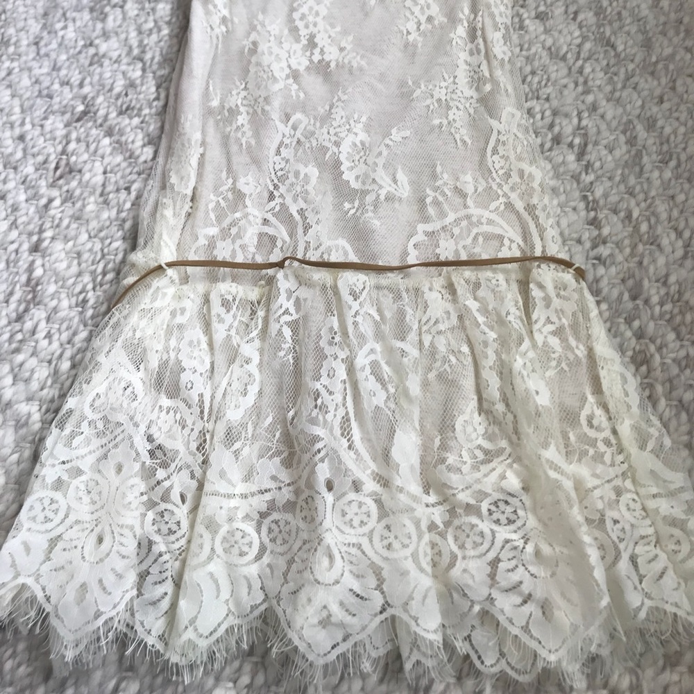Mayoral girls white lace dress with leather tie